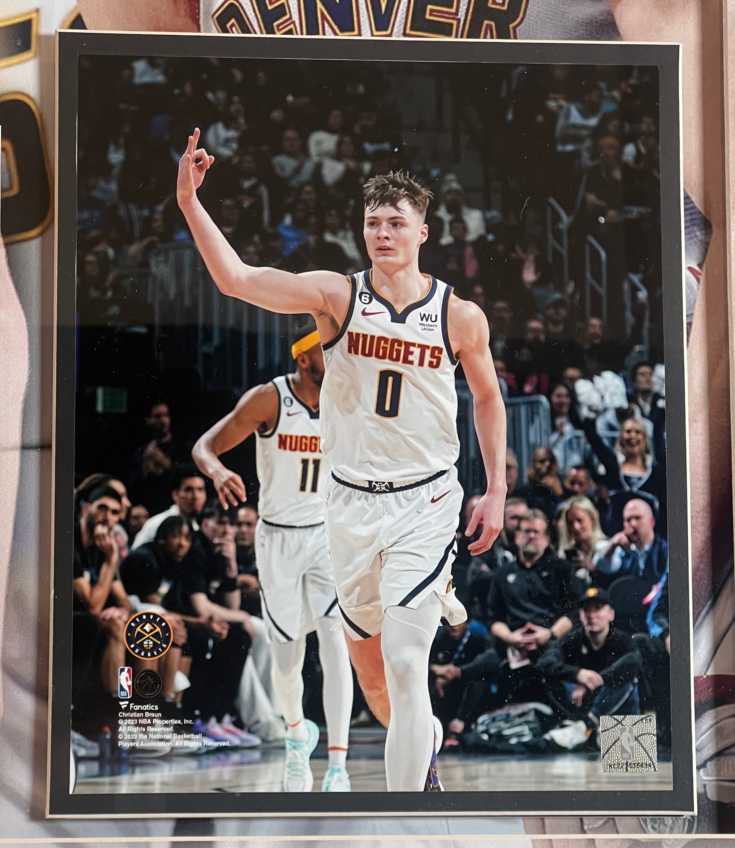 Christian Braun Autographed Kansas 8x10 w/ Nuggets Photo 25.5"x25.5" Frame BAS COA