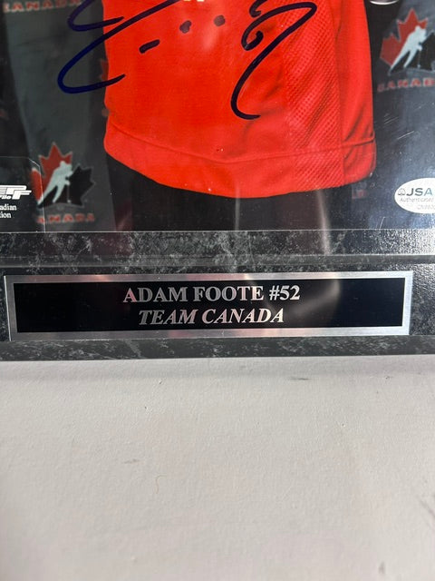 Adam Foote Autographed 8x10 Photo with Plaque — Team Canada | JSA COA