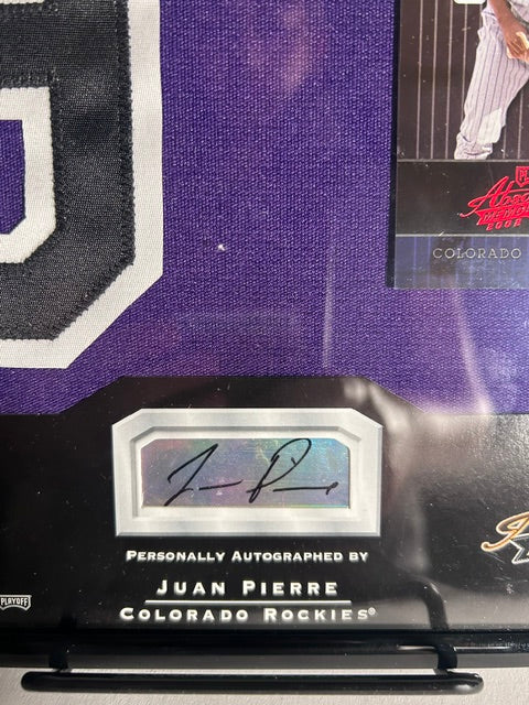 Juan Pierre Autographed Framed Jersey Patch & Card — Colorado Rockies | COA | Limited Edition #21/75