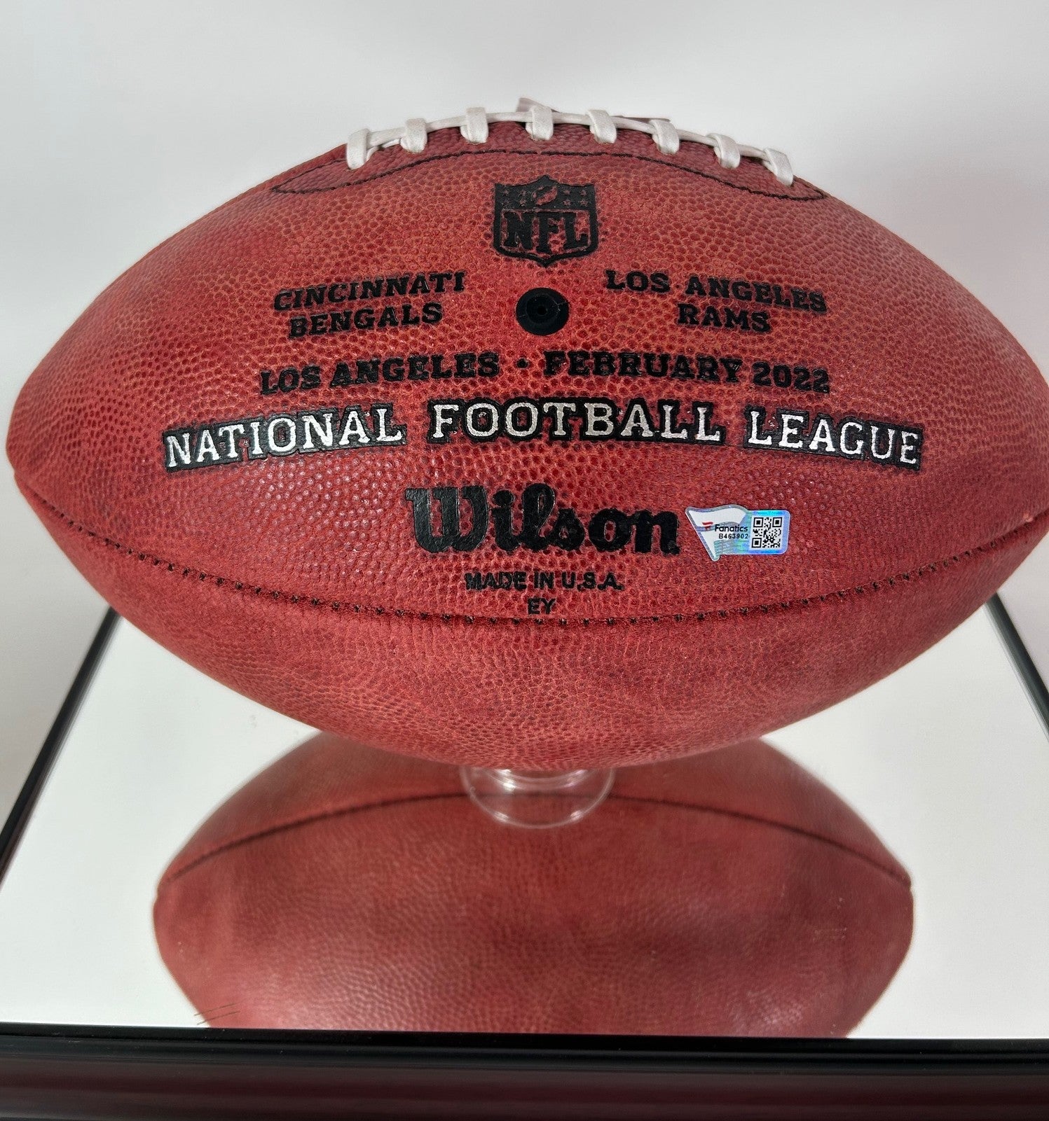 Cooper Kupp Autographed Super Bowl LVI Football with LA Rams Display Case - Fanatics COA