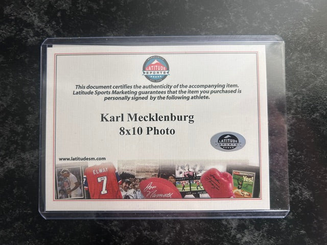 Karl Mecklenburg Autographed Denver Broncos 8x10 Plaque – BSA Certified