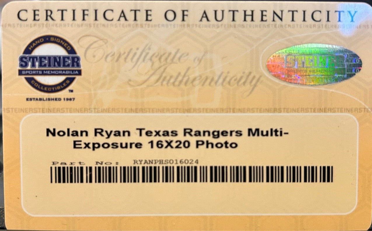 Nolan Ryan Autographed 16x20 in Custom Texas Rangers Lighted Shadowbox 31.5"x25.5" Frame Steiner COA