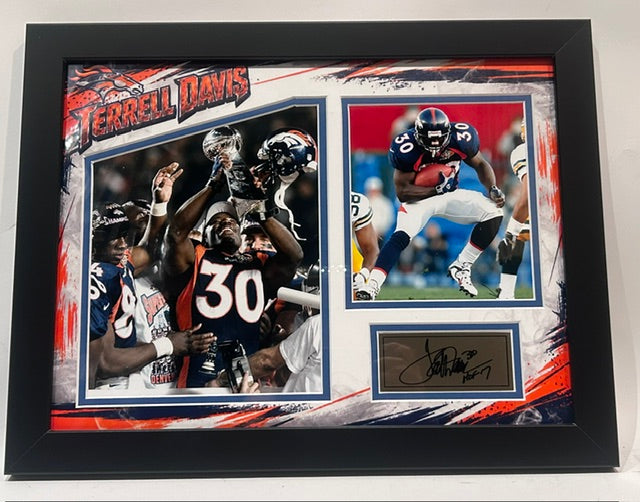 Terrell Davis Denver Broncos Laser Autographed 14x18 Framed Photo Collage