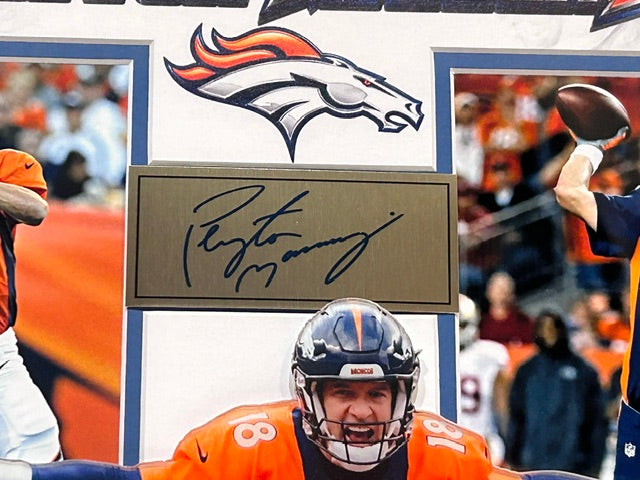 Peyton Manning Denver Broncos Laser Autographed 14x18 Framed Photo Collage
