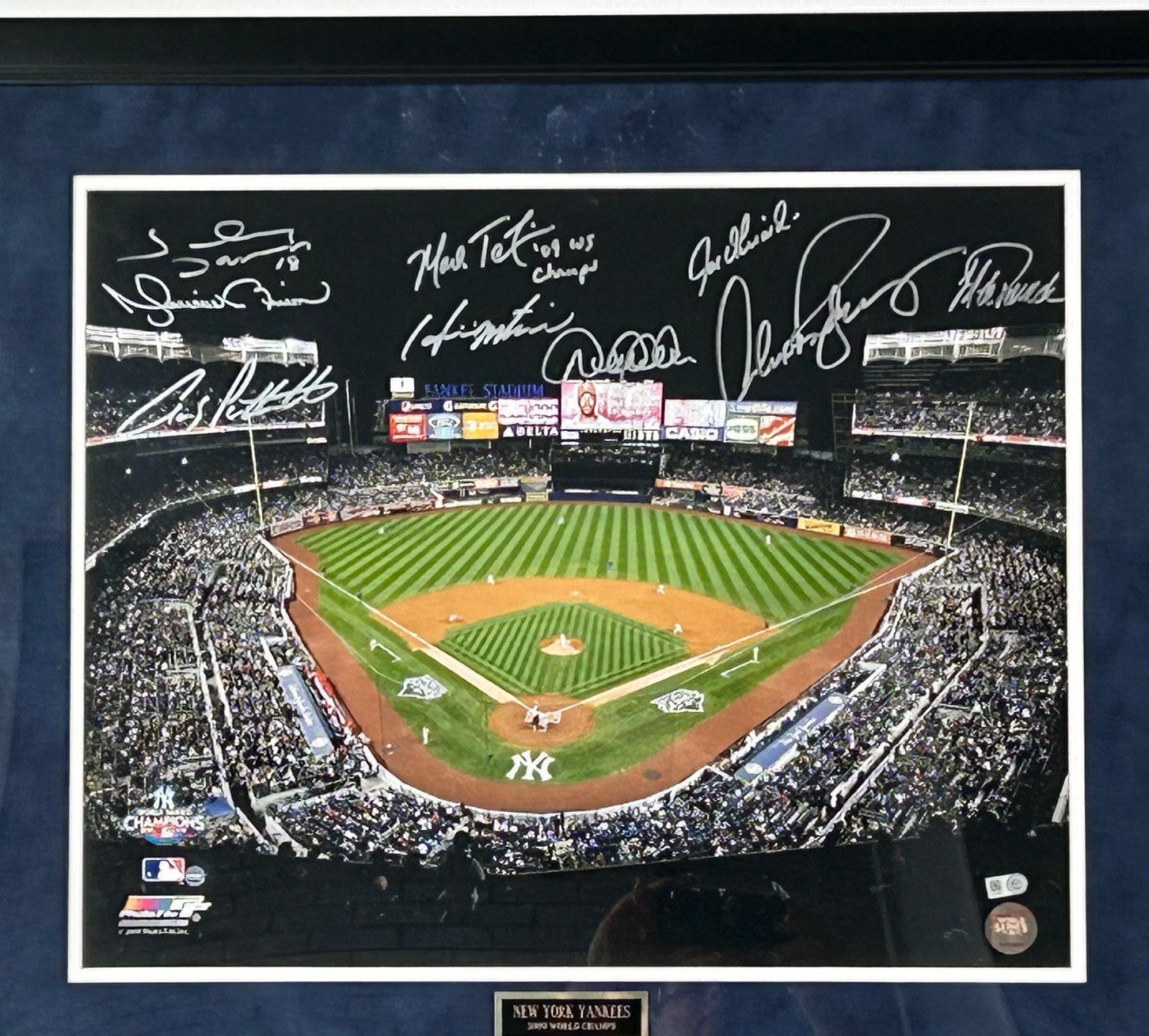 New York Yankees 2009 World Champions Autographed Stadium Photo Steiner Sports LOA