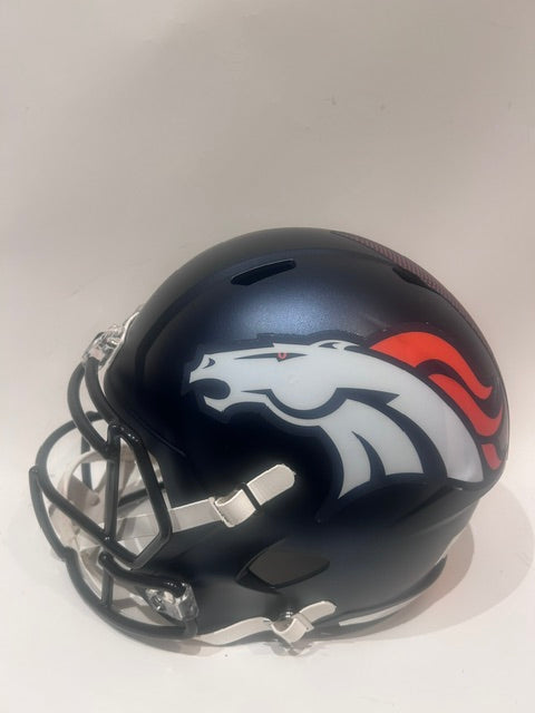 Chris Harris Jr. & Aqib Talib Denver Broncos Autographed Navy Blue Replica Helmet Inscribed "No Fly Zone" – BAS COA