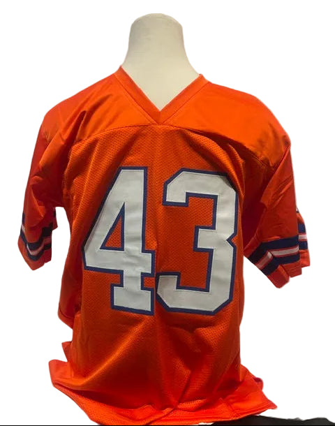 Steve Foley Autographed Denver Broncos Orange Jersey Double Inscribed — LSM COA