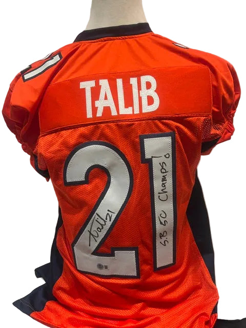Aqib Talib Autographed Denver Broncos Orange Jersey Inscribed "SB 50 Champs" — BAS COA
