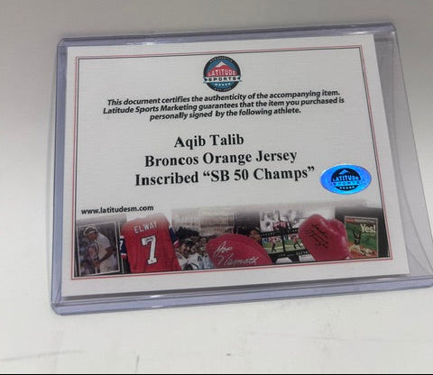 Aqib Talib Autographed Denver Broncos Orange Jersey Inscribed "SB 50 Champs" — BAS COA
