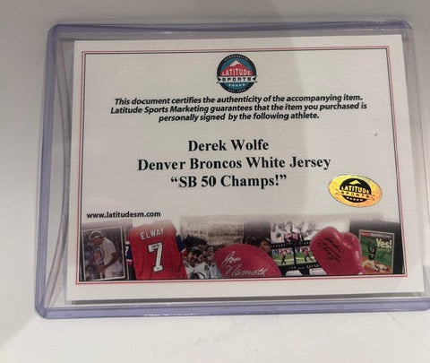 Derek Wolfe Autographed White Denver Broncos Jersey Inscribed "SB 50 Champs" – BAS COA