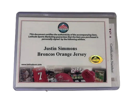 Justin Simmons Autographed Denver Broncos Orange Jersey — JSA COA