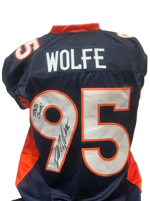 Derek Wolfe Autographed Navy Denver Broncos Jersey Inscribed "SB 50 Champs" – JSA COA