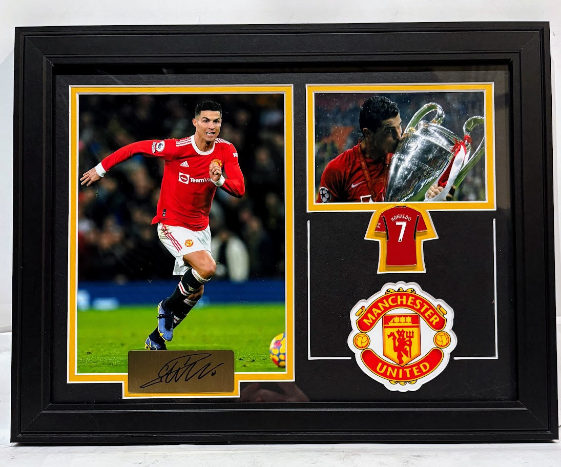 Cristiano Ronaldo Framed Photo & Pin Collage with Laser Autograph – 14x18