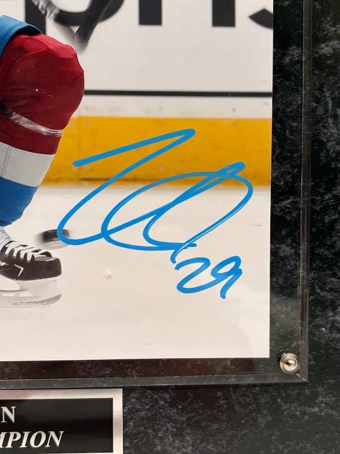 Nathan MacKinnon Autographed 8x10 Colorado Avalanche Action Photo with Plaque – JSA COA (Variant 2)