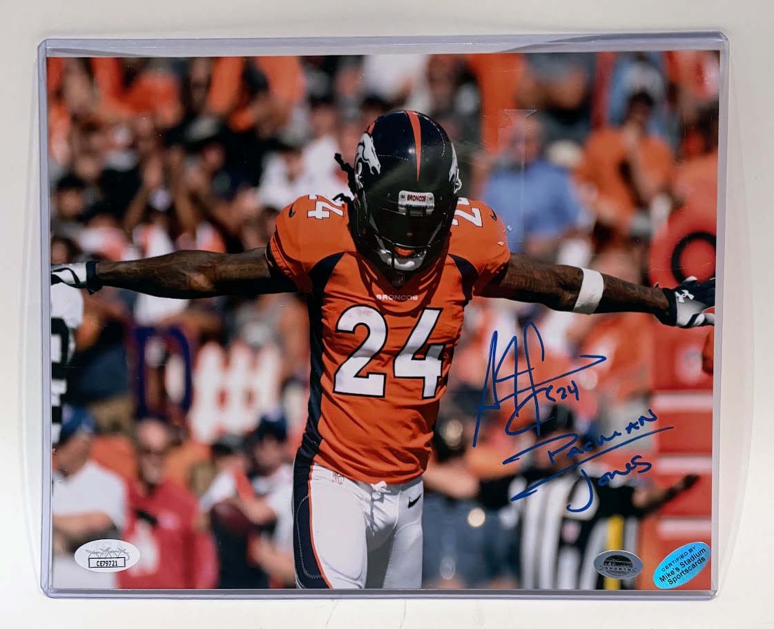 Adam "PacMan" Jones Autographed Denver Broncos 8x10 Photo | JSA COA