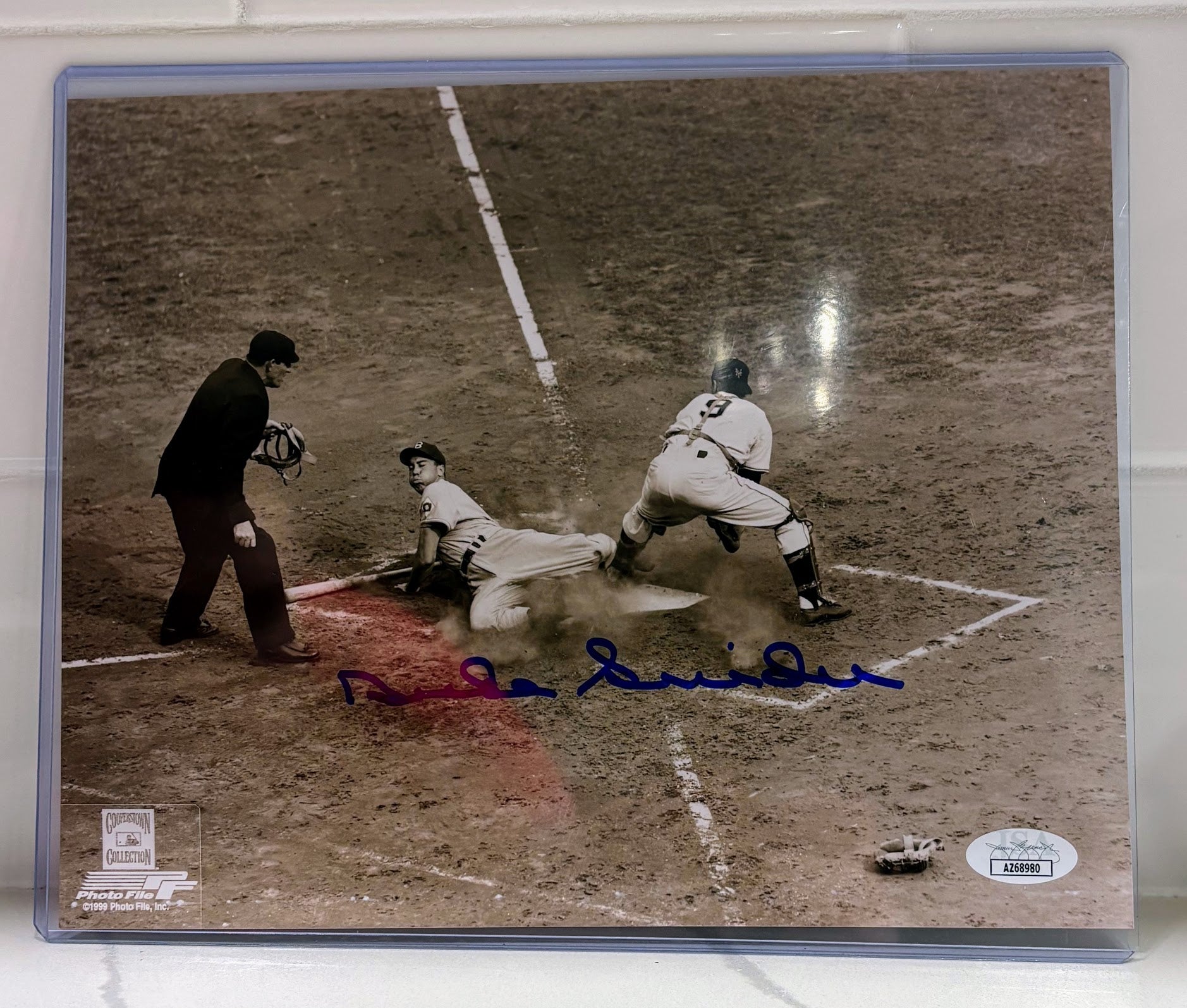 Duke Snider Autographed 8x10 Sliding Photo — Brooklyn/LA Dodgers | JSA COA