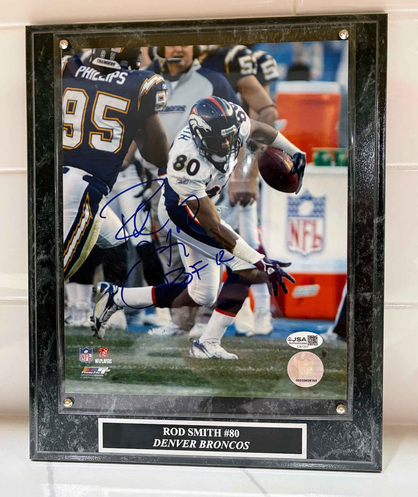Rod Smith Autographed 8x10 Photo "ROF 12" with Plaque — Denver Broncos | JSA COA