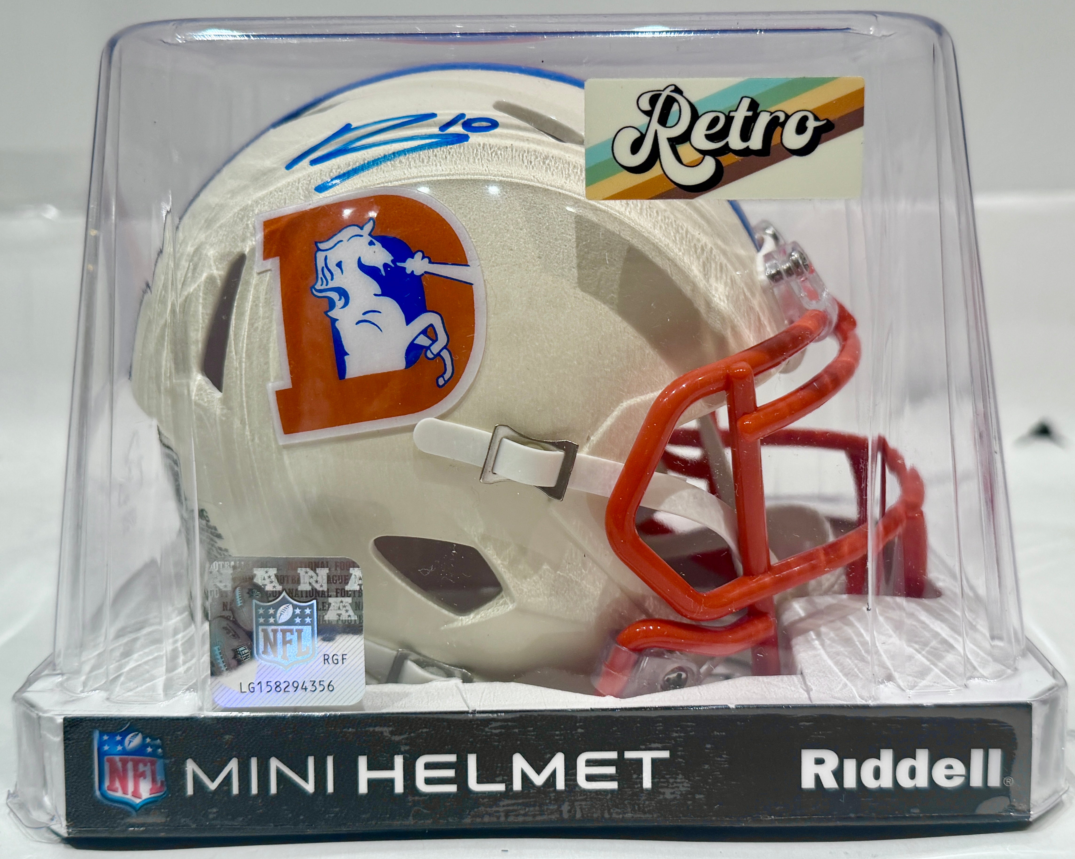 Bo Nix Autographed Denver Broncos Retro Mini Helmet BAS COA - Latitude Sports Marketing