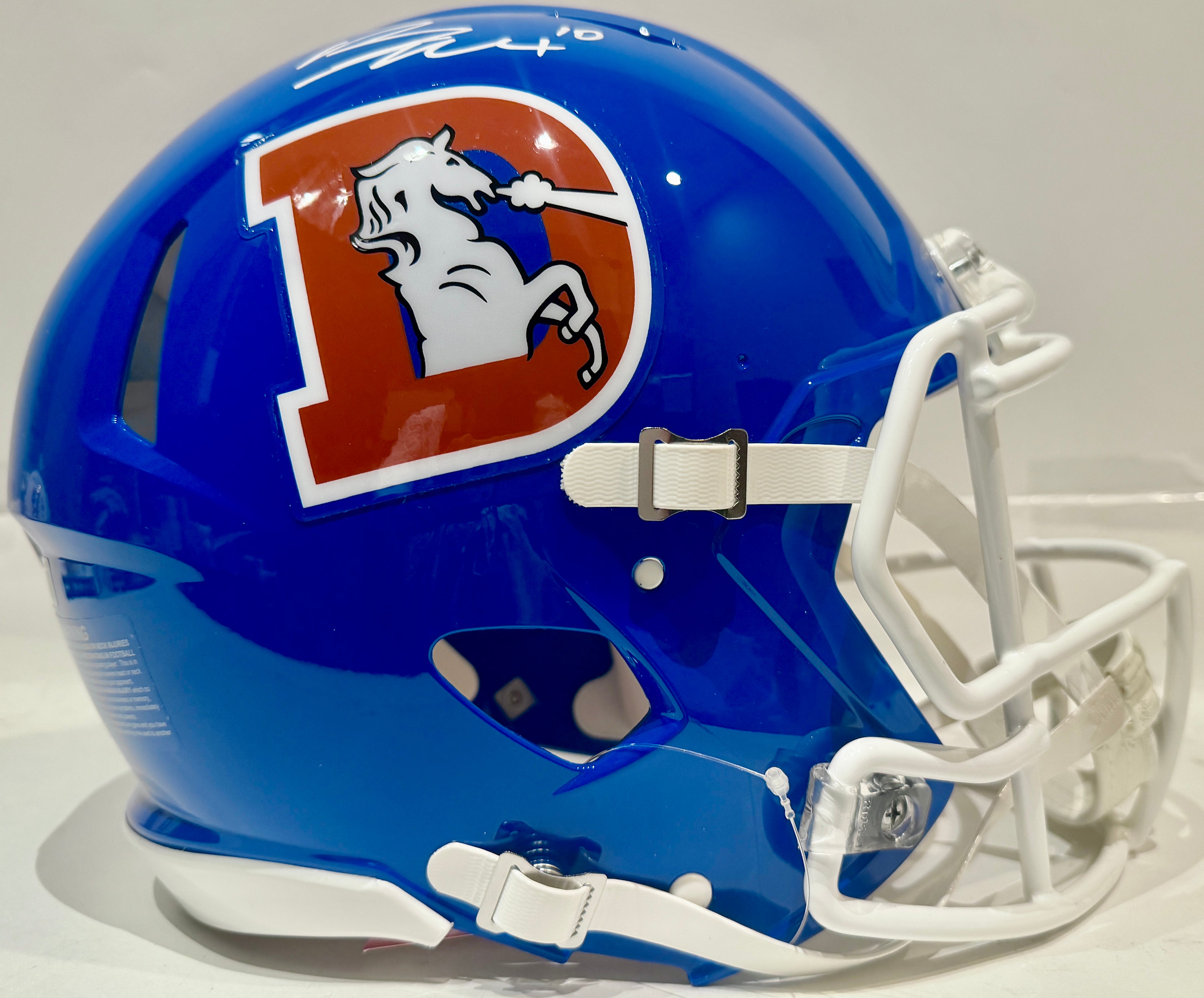 Bo Nix Autographed Denver Broncos D Logo NFL Pro Helmet BAS COA - Latitude Sports Marketing