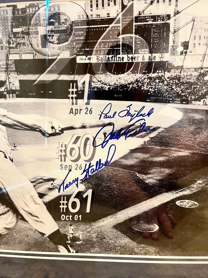 Roger Maris Autographed Photo w/ 11x14 Photo (Stallard, Fisher, Foytack) Framed JSA COA