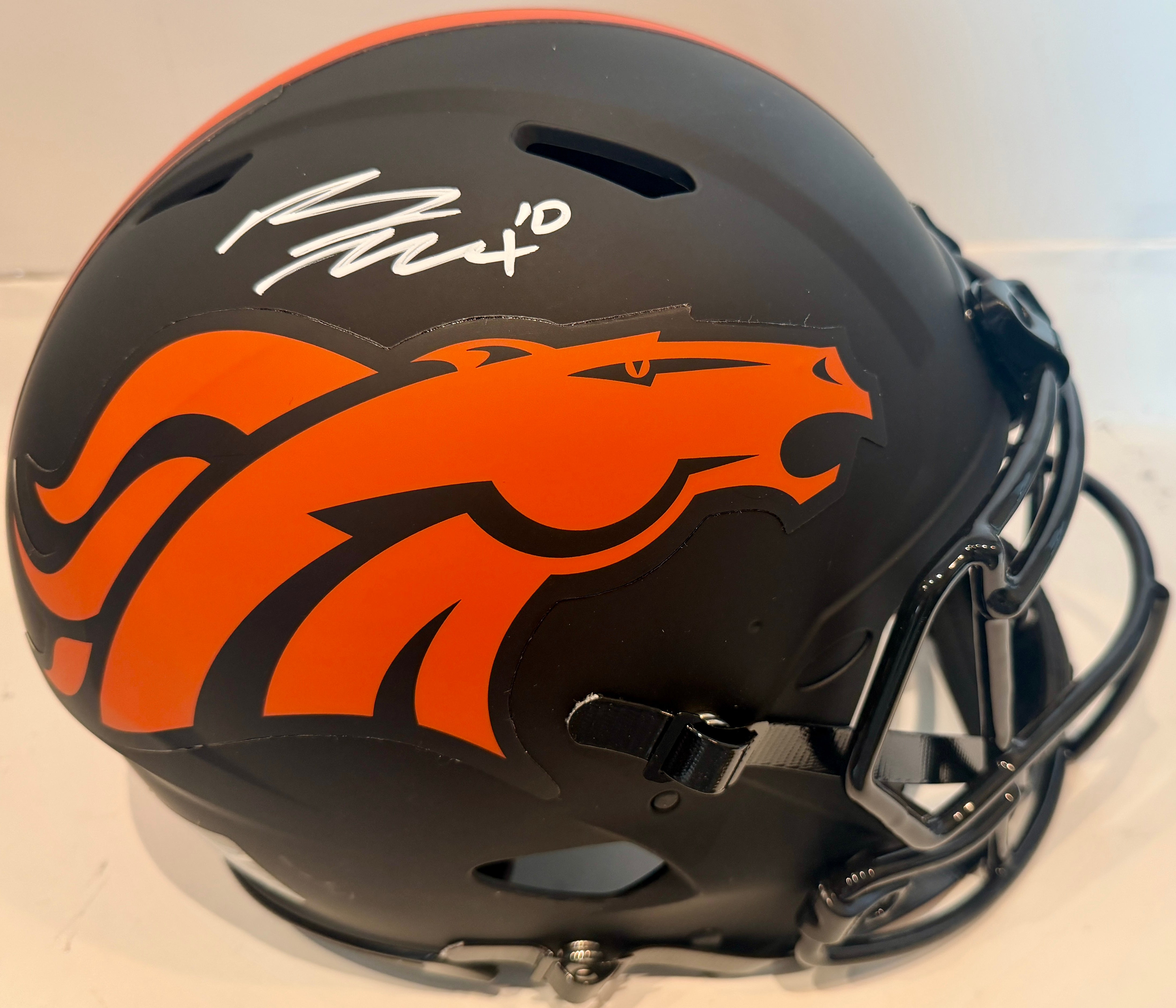 Bo Nix Autographed Denver Broncos Eclipse NFL Pro Helmet BAS COA - Latitude Sports Marketing