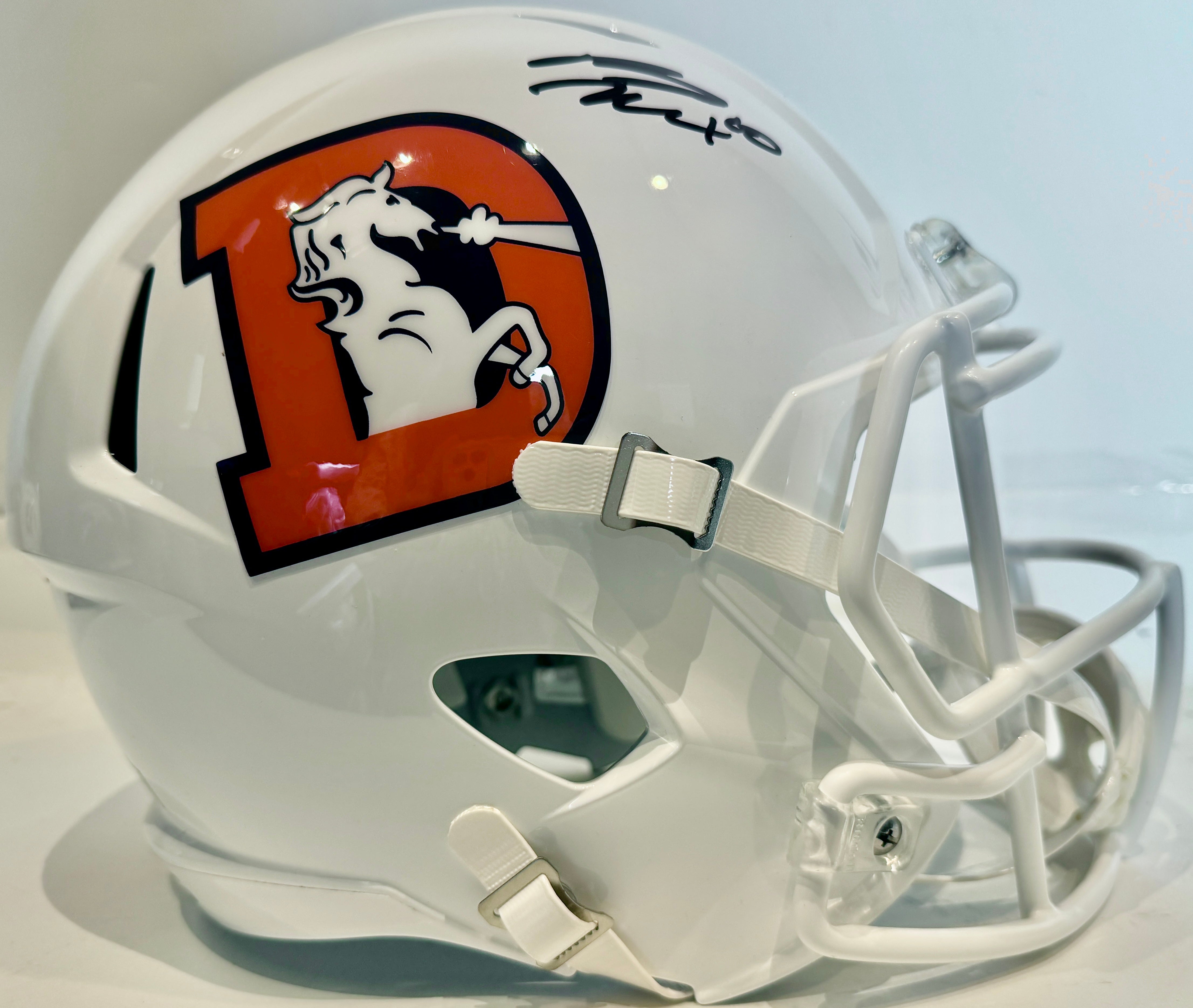 Bo Nix Autographed Denver Broncos Snowcapped Replica Helmet BAS COA - Latitude Sports Marketing
