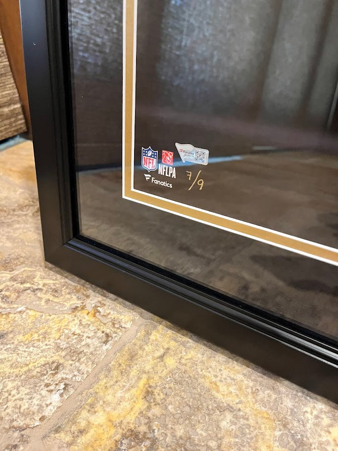 Drew Brees Autographed 16x20 Photo w/ Stats Inscriptions Framed Fanatics COA