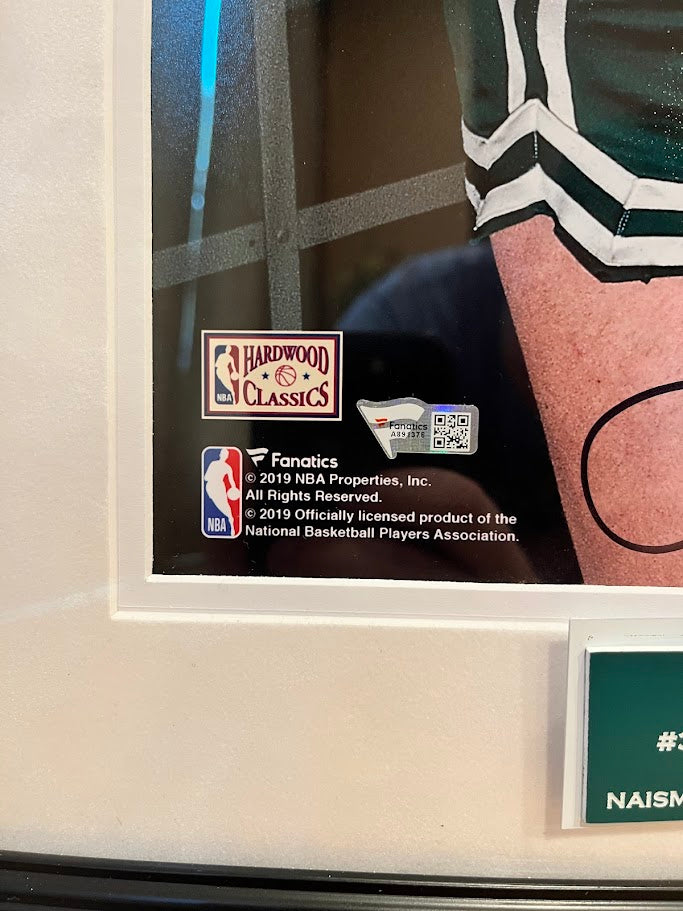 Larry Bird & Magic Johnson Dual Autographed 16x20 Trophy Photo Framed Fanatics COA