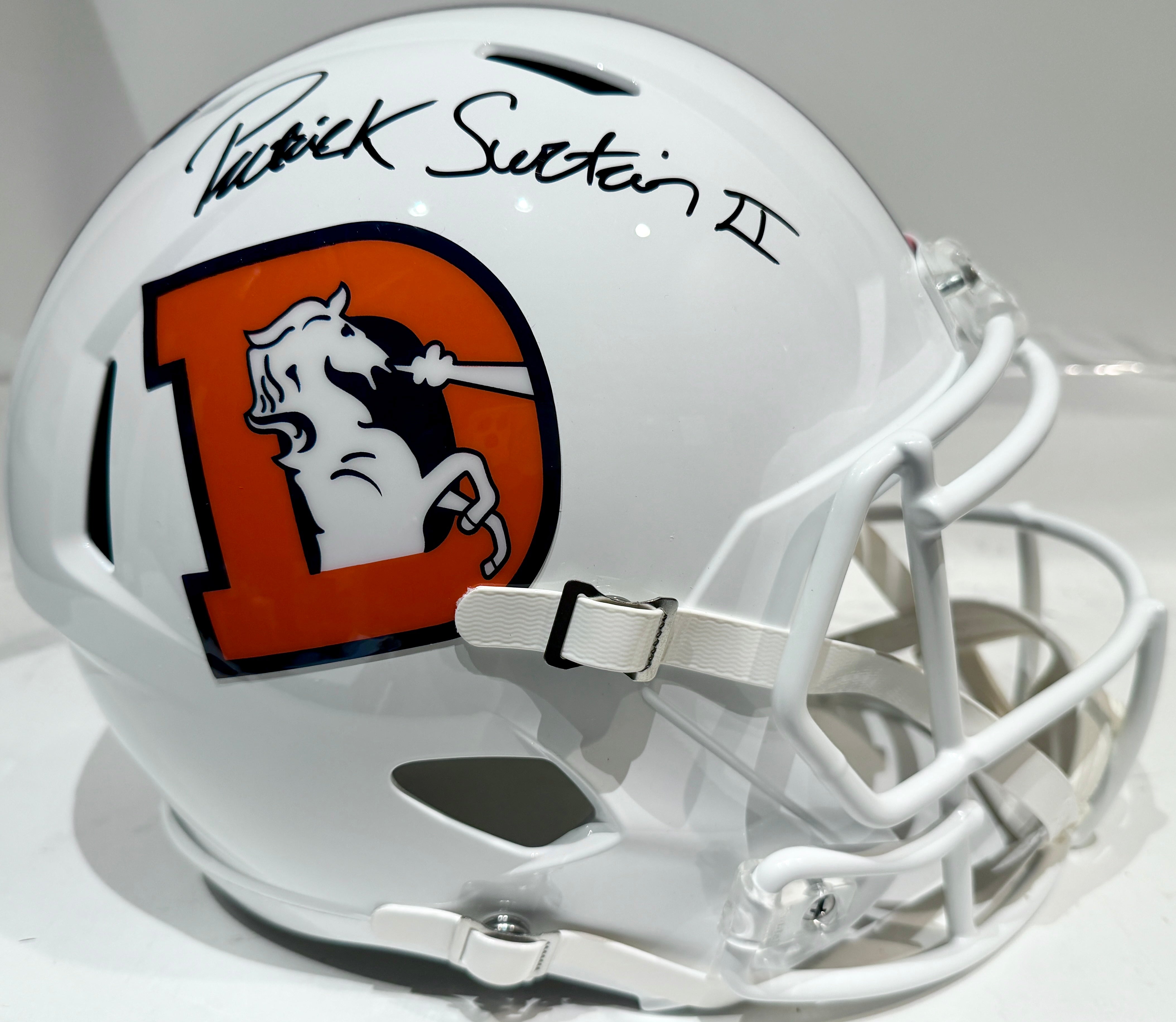 Patrick Surtain II Autographed Denver Broncos Snowcapped Replica Helmet BAS COA