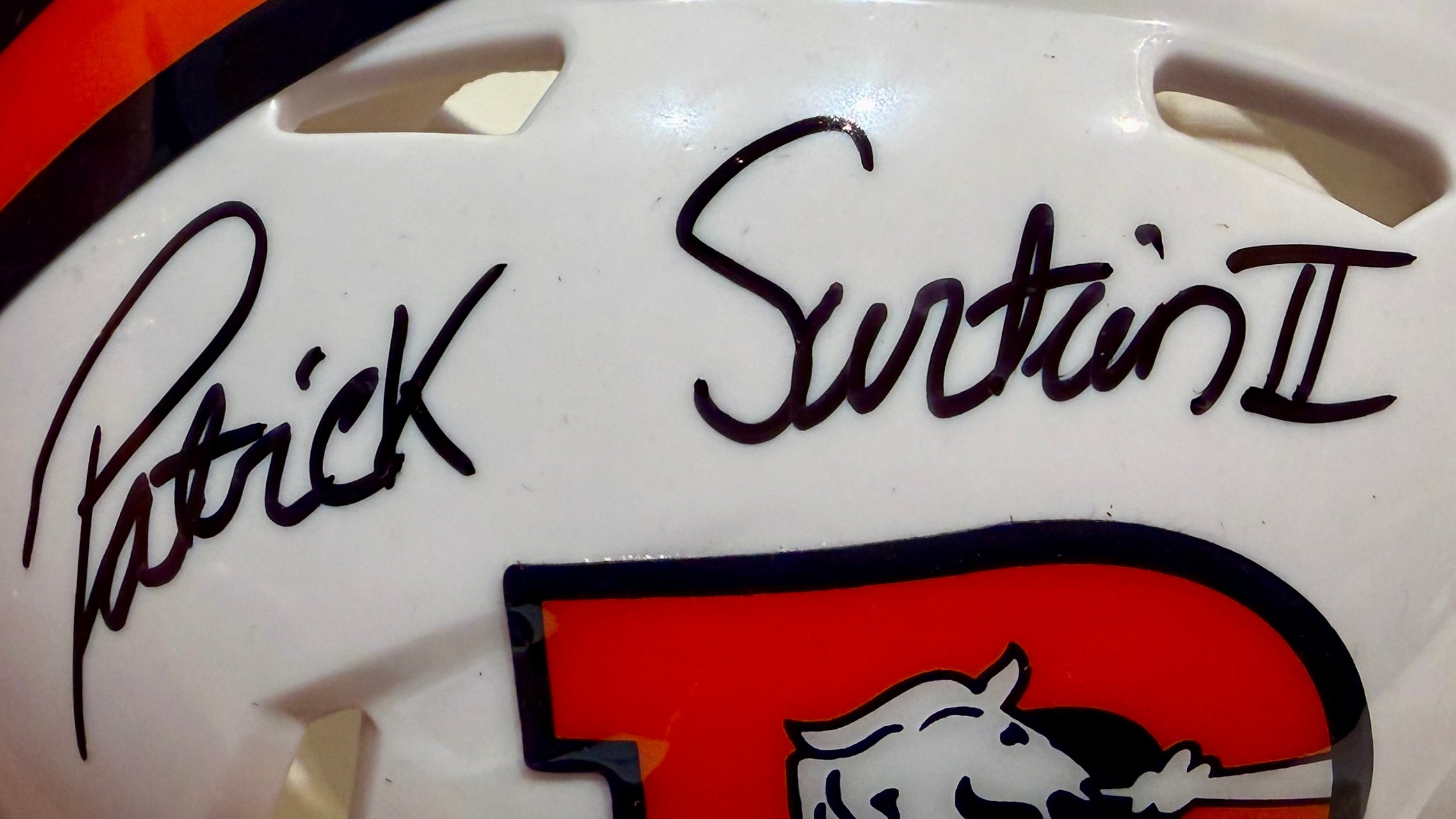 Patrick Surtain II Autographed Denver Broncos Snowcapped Mini Helmet BAS COA