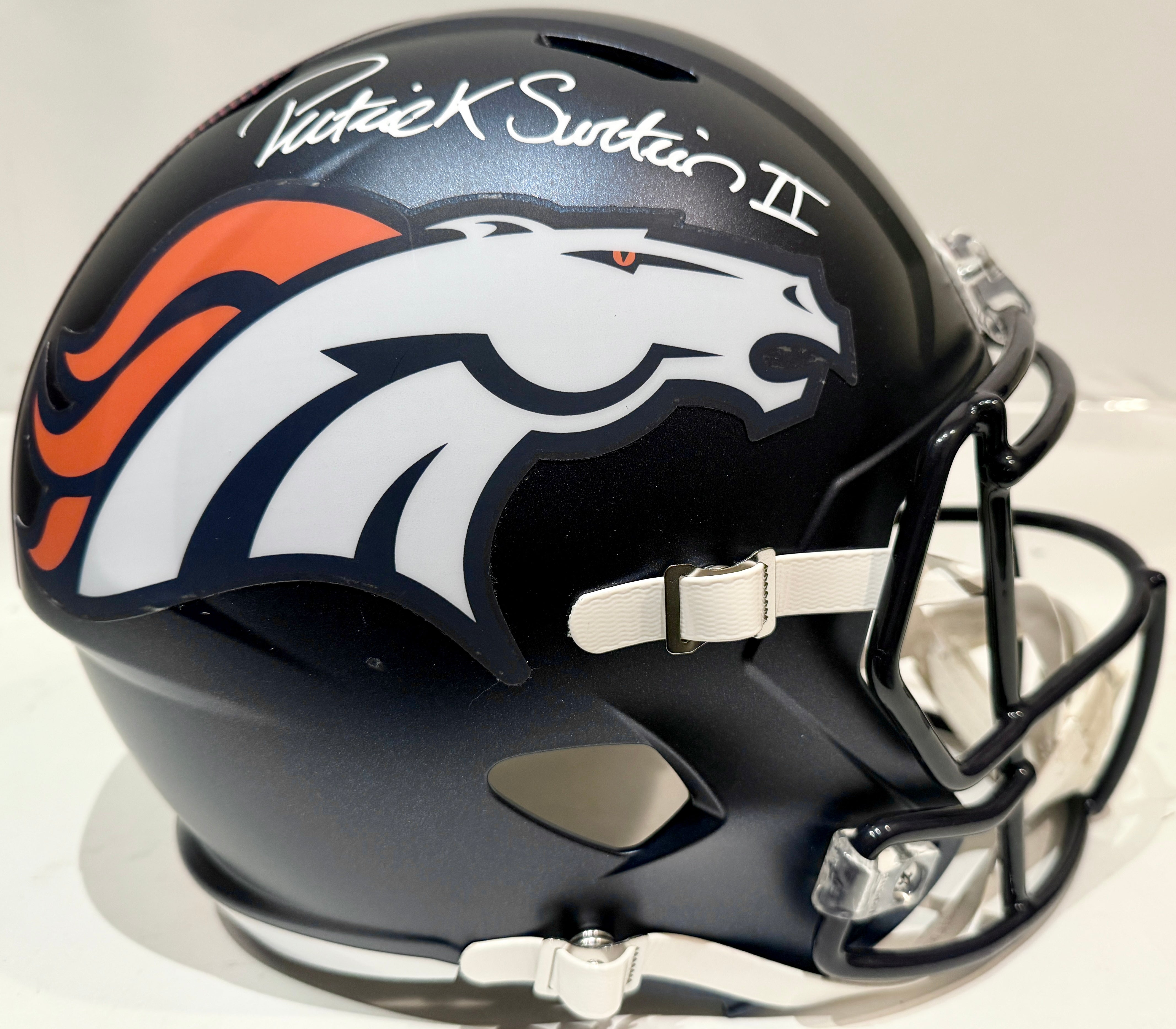 Patrick Surtain II Autographed Denver Broncos Navy Replica Helmet BAS COA