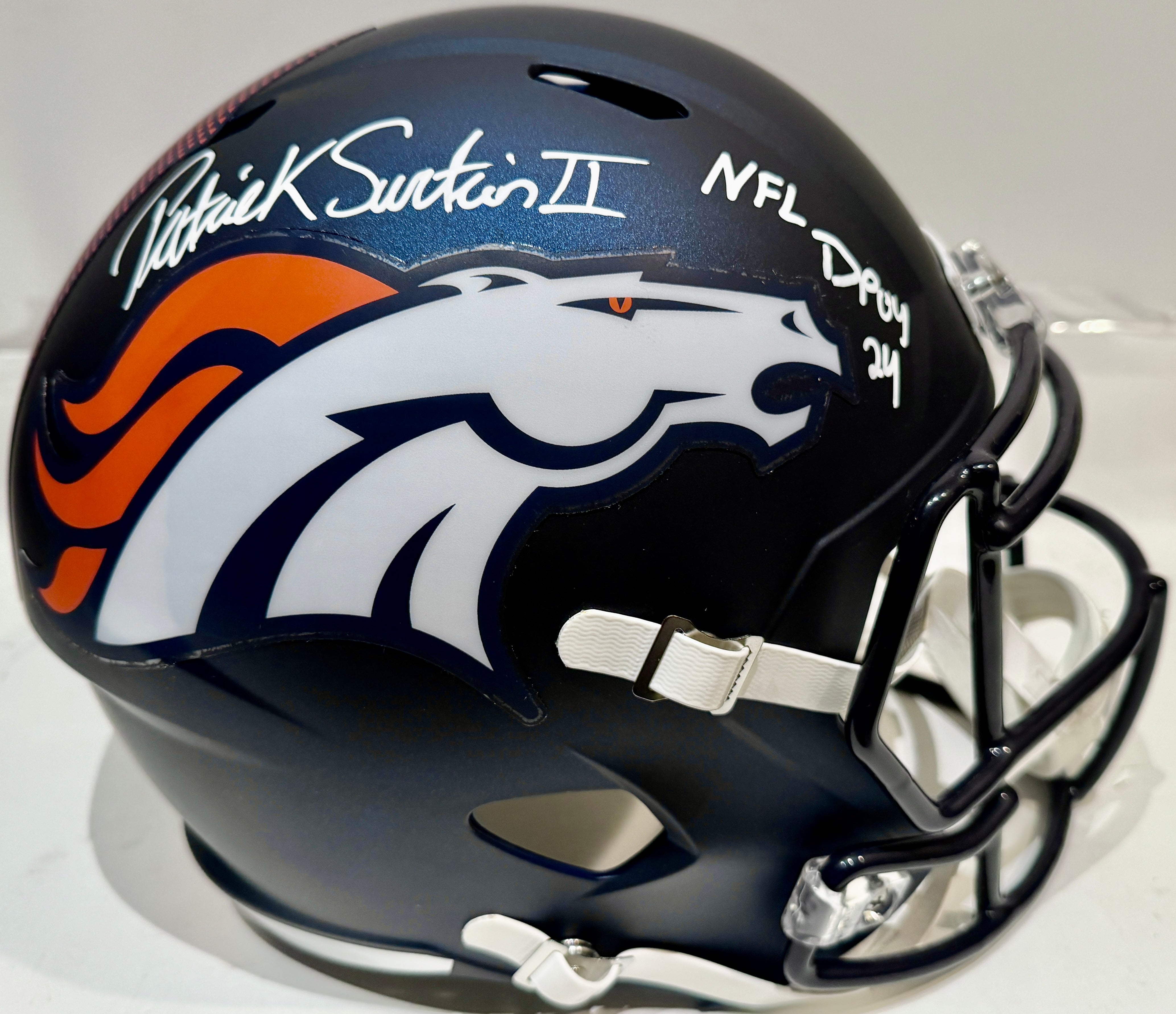 Patrick Surtain II Autographed Denver Broncos Replica Helmet Inscribed "NFL DPOY 24" BAS COA