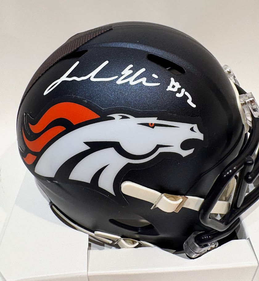 Jonah Elliss Autographed Denver Broncos Navy Mini Helmet — BAS COA
