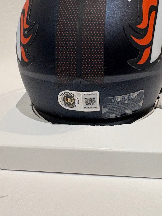 Jonah Elliss Autographed Denver Broncos Navy Mini Helmet — BAS COA