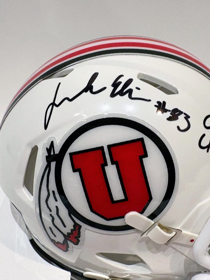Jonah Elliss Autographed Utah Utes White Mini Helmet Inscribed "Go Utes" — BAS COA