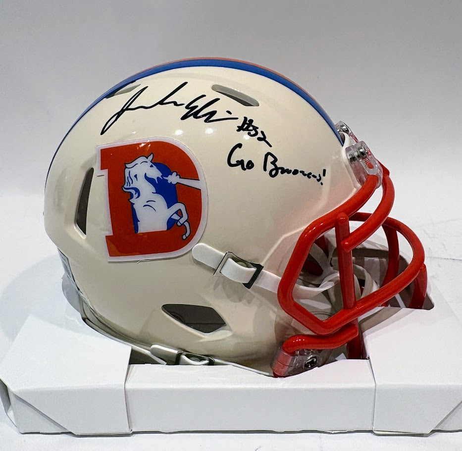 Jonah Elliss Autographed Denver Broncos Retro Mini Helmet Inscribed "Go Broncos!" — BAS COA