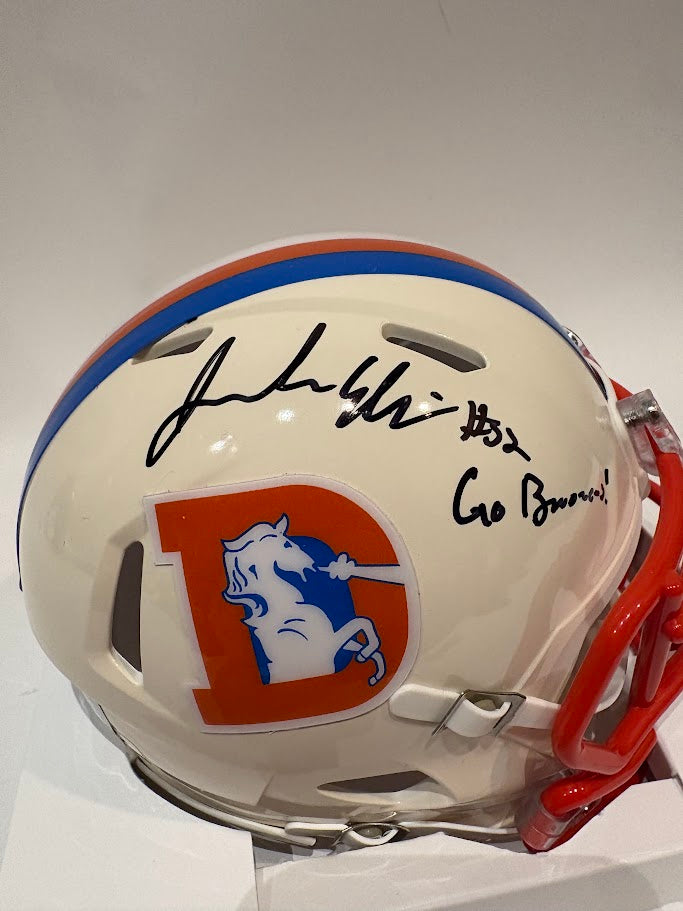 Jonah Elliss Autographed Denver Broncos Retro Mini Helmet Inscribed "Go Broncos!" — BAS COA