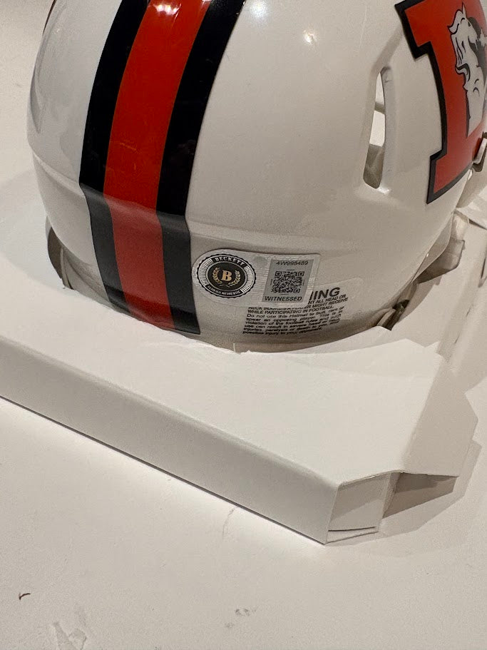 Jonah Elliss Autographed Denver Broncos Snowcapped Mini Helmet — BAS COA