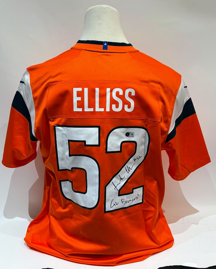 Jonah Elliss Autographed Denver Broncos Orange Nike Jersey Inscribed "Go Broncos!" — BAS COA