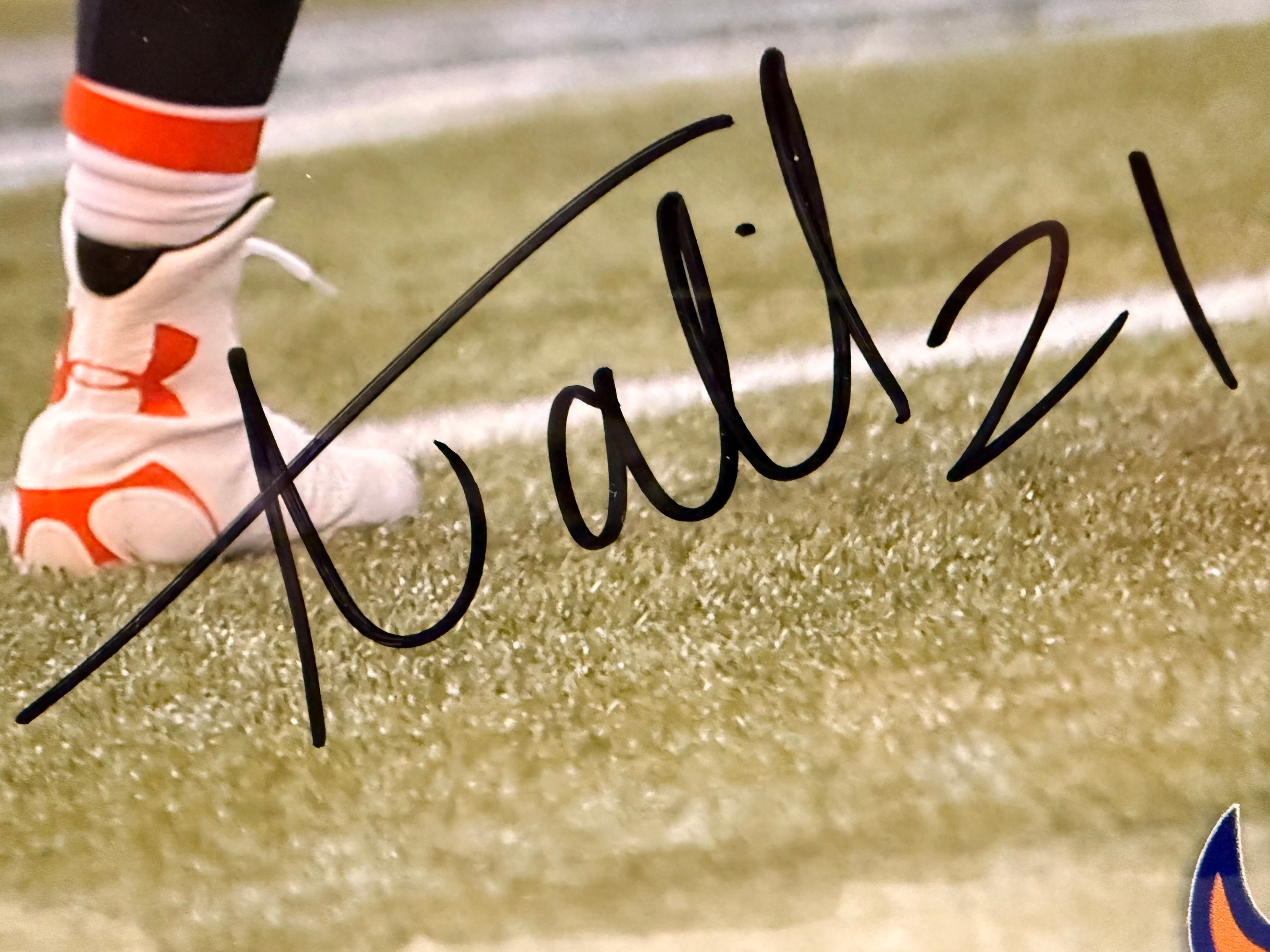 Aqib Talib & Chris Harris Jr. Dual Autographed 16x20 Photo Denver Broncos BAS COA – 23.5" H x 27.5" W Framed