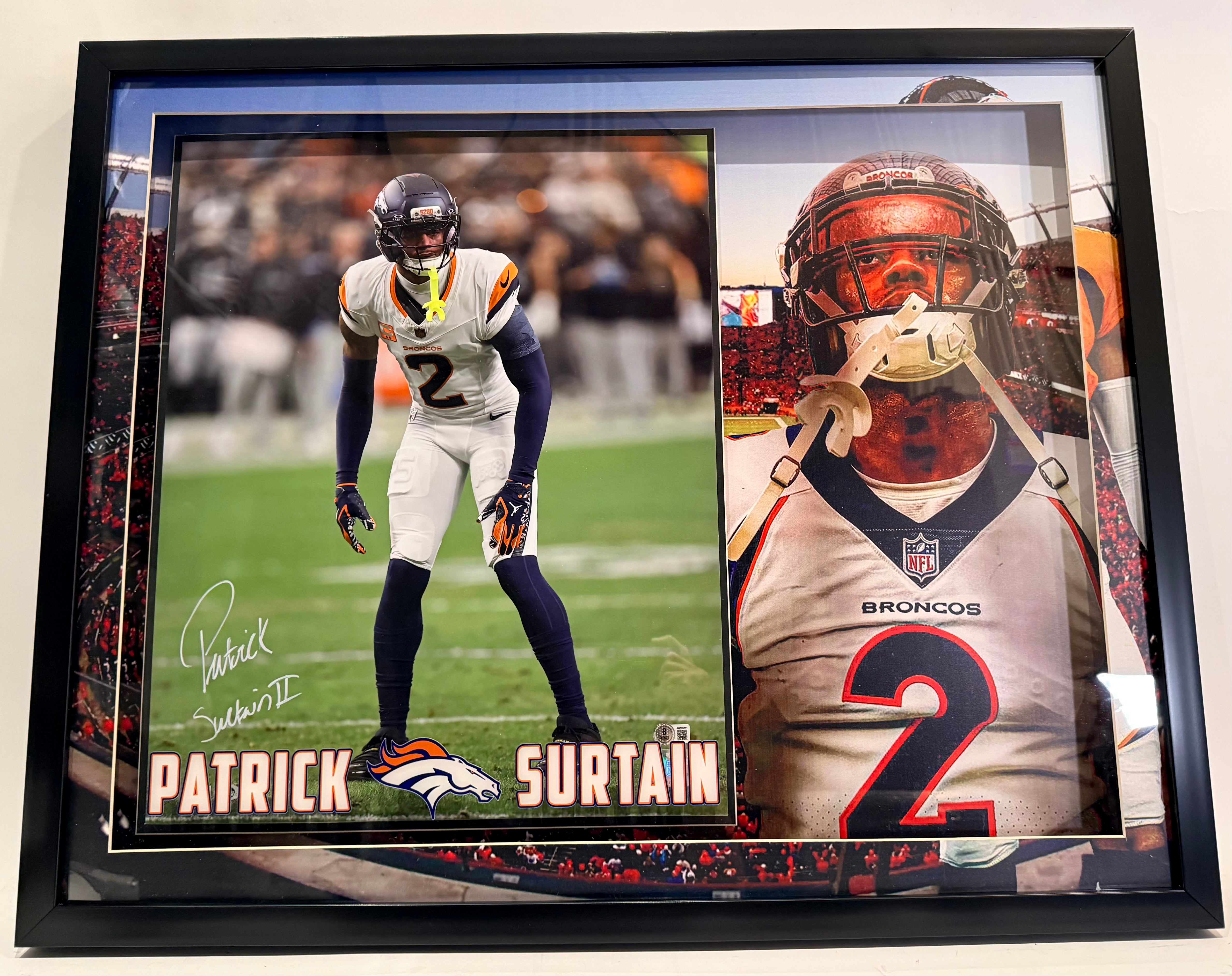 Patrick Surtain II Autographed 16x20 Photo Denver Broncos With Deluxe 3D Lighted Frame BAS COA