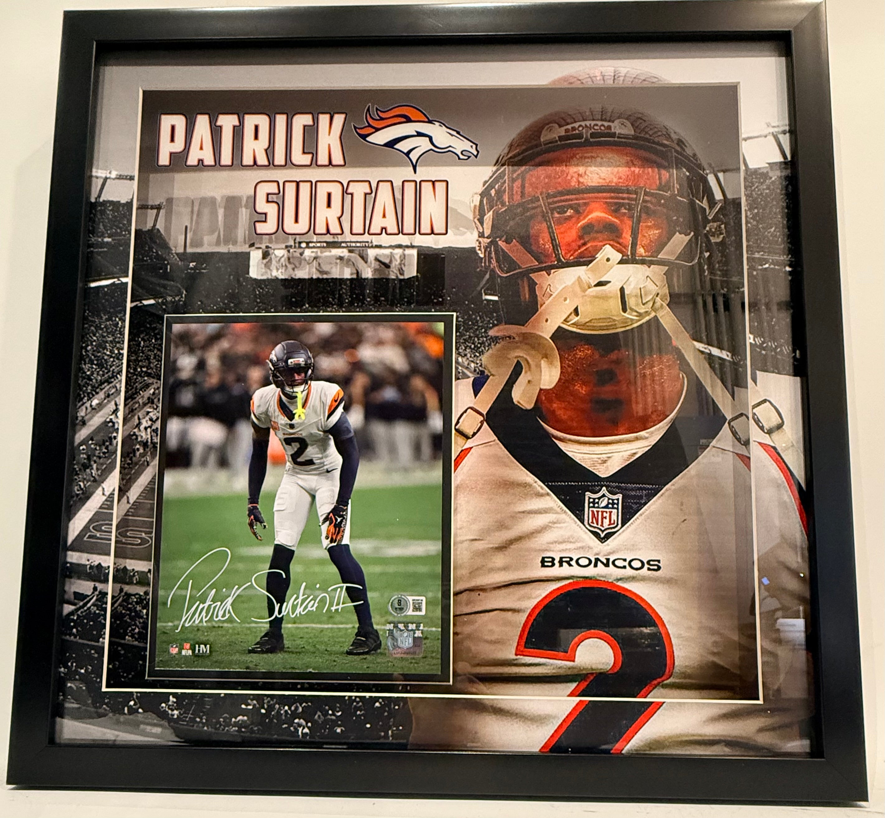Patrick Surtain II Autographed 8x10 Photo Denver Broncos Deluxe 3D Lighted Frame BAS COA