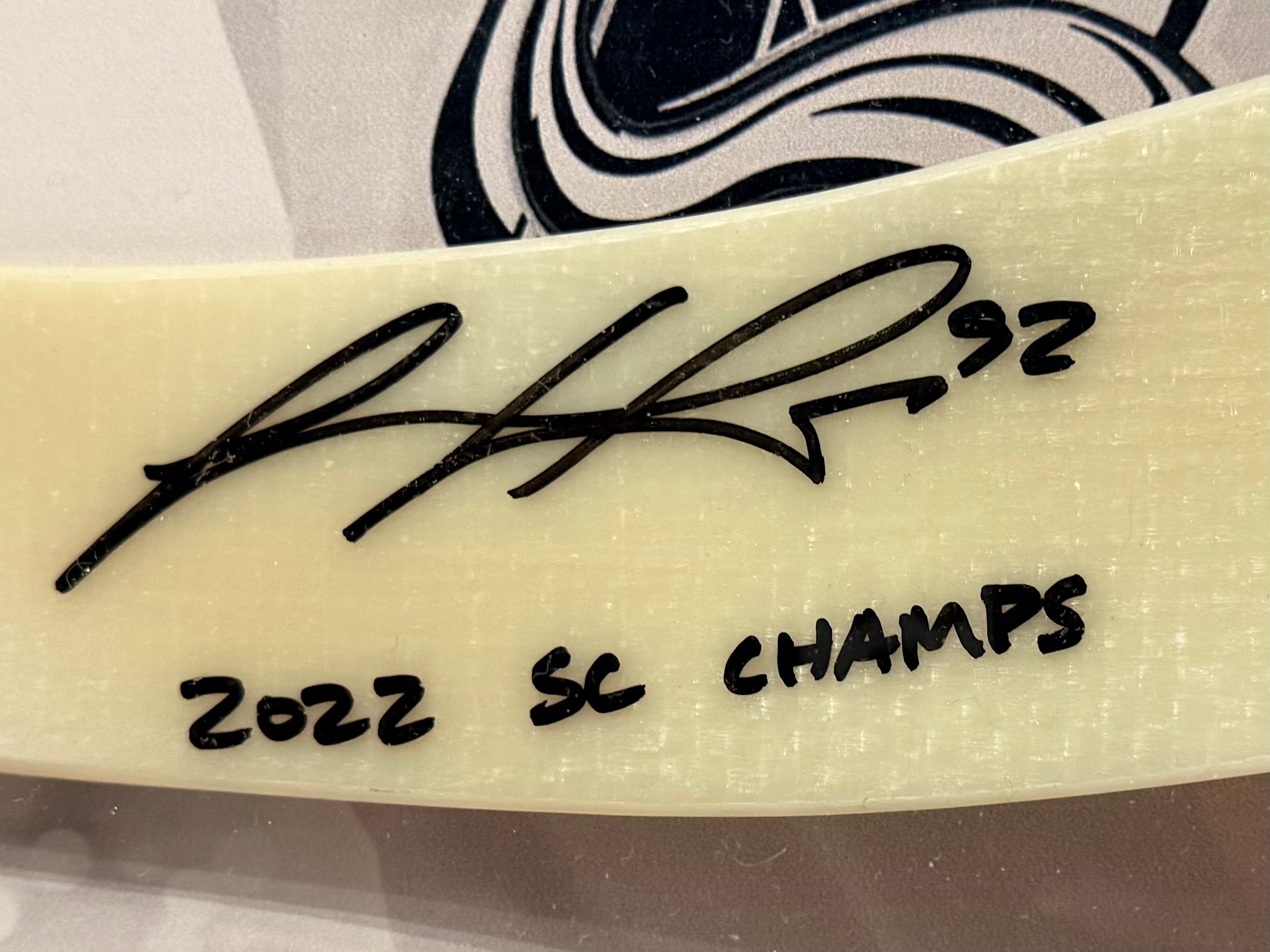 Gabe Landeskog Autographed Stick Blade Inscribed "2022 SC Champs" — Colorado Avalanche | 3D Lighted Frame | Fanatics COA