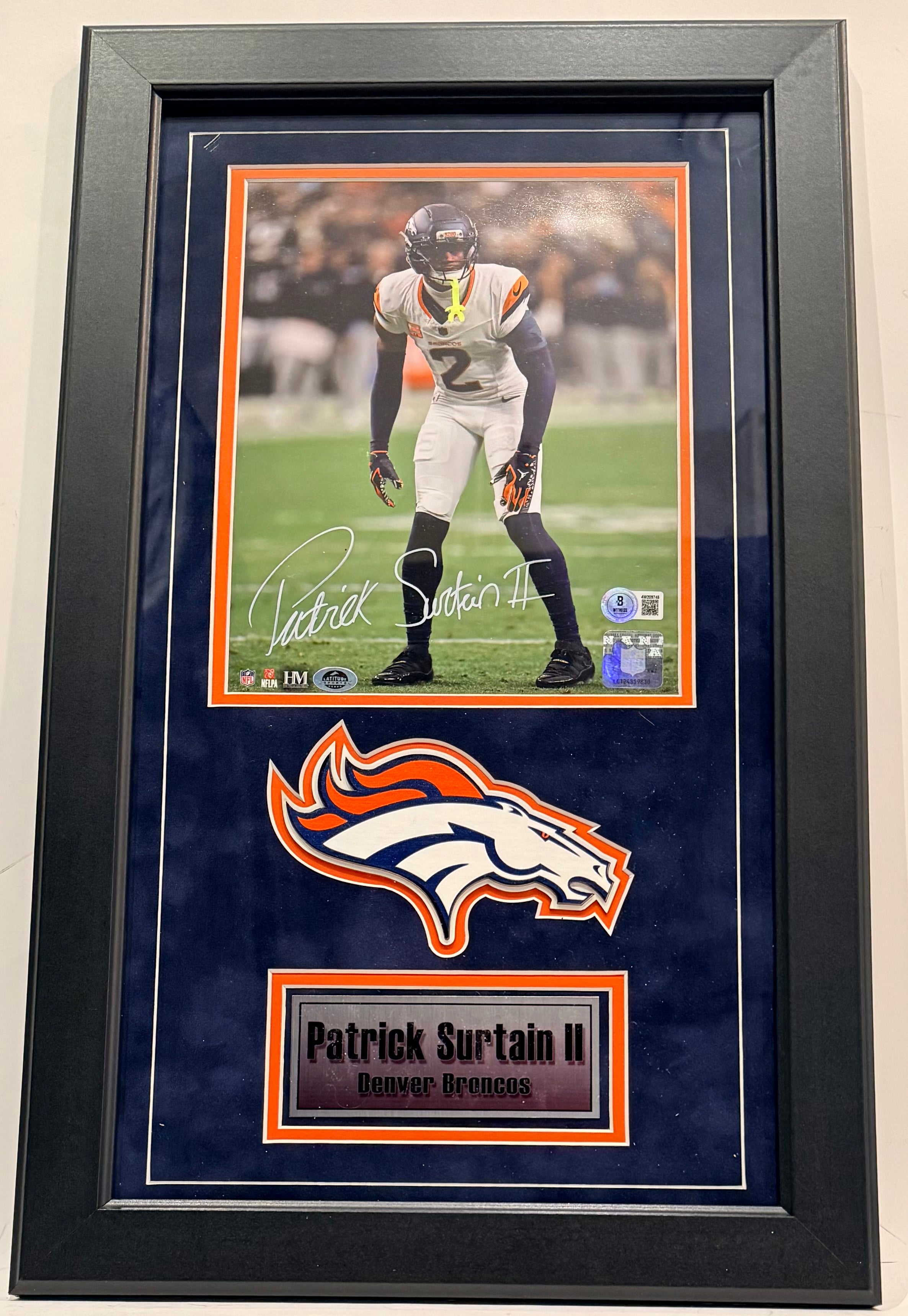 Patrick Surtain II Autographed 8x10 Photo — Framed | Denver Broncos | BAS COA