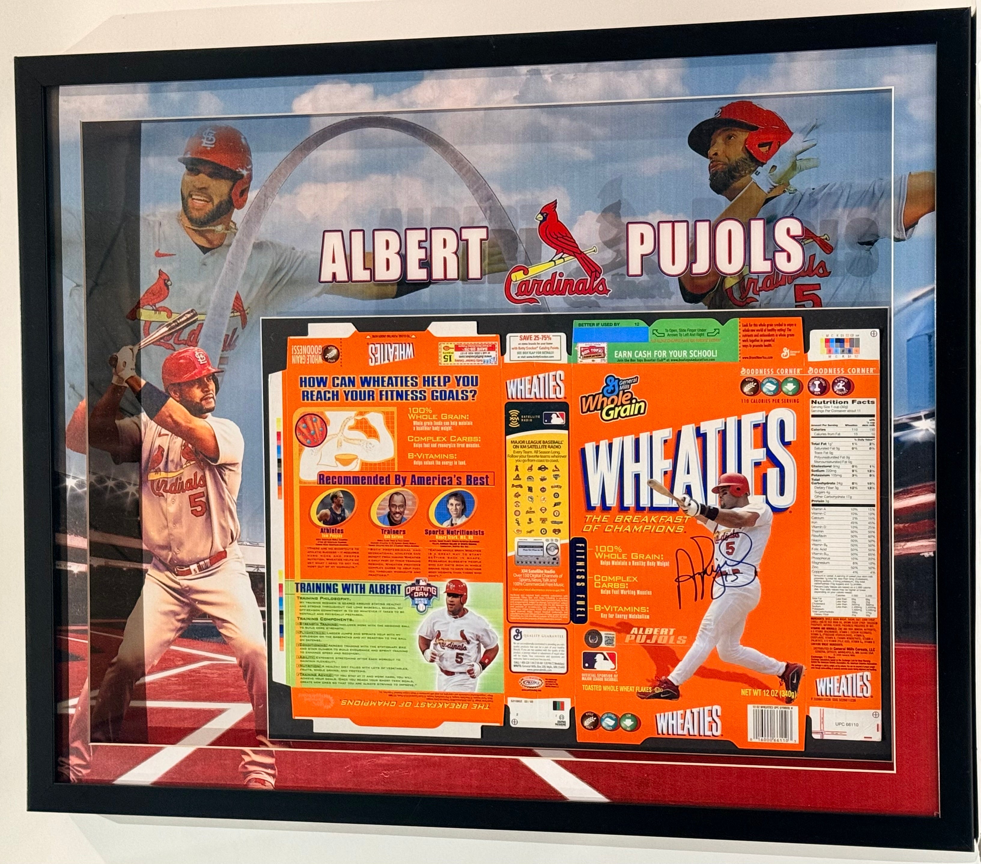 Albert Pujols Autographed Wheaties Box – Deluxe 3D Lighted Frame | St. Louis Cardinals | BAS COA