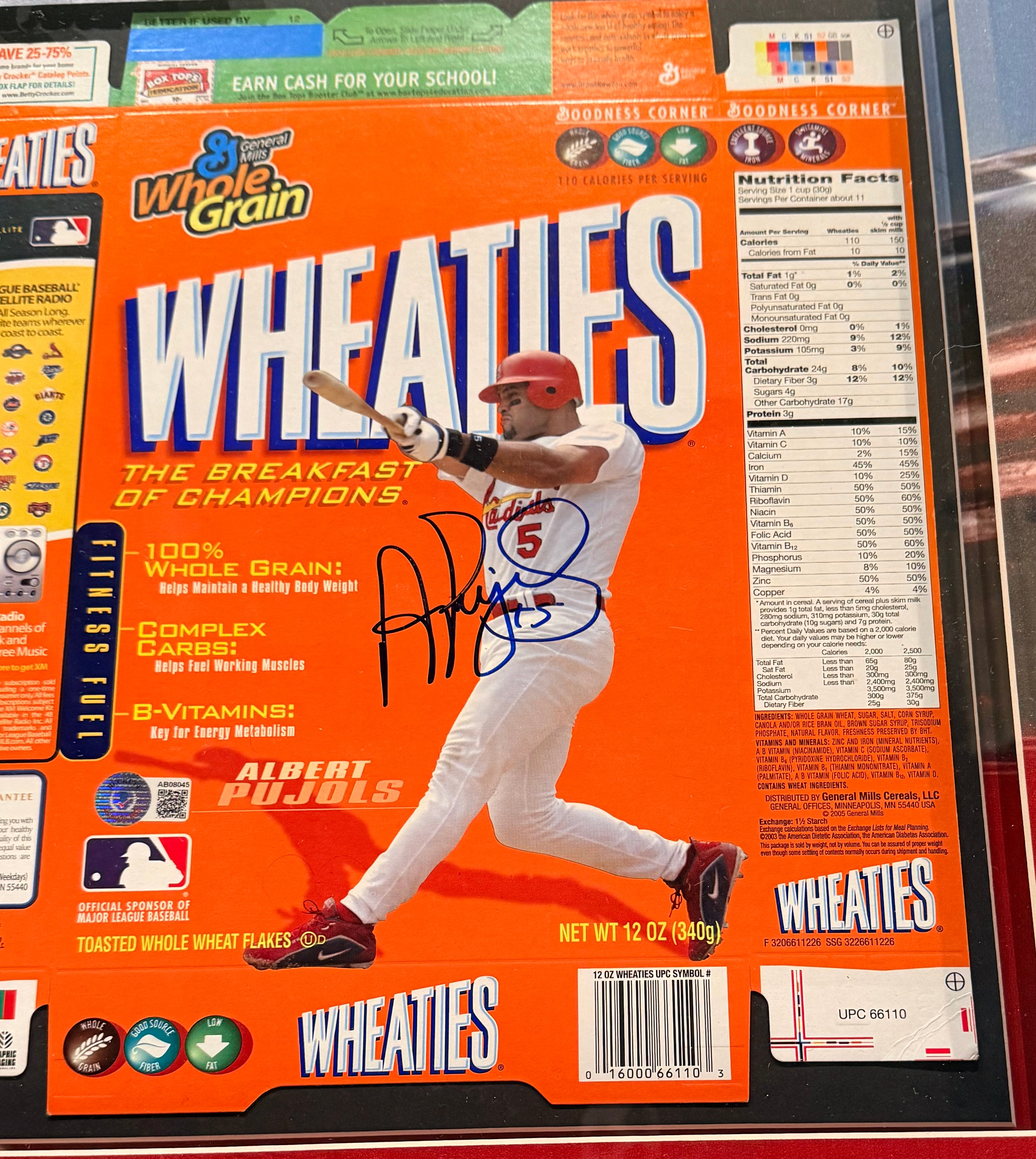 Albert Pujols Autographed Wheaties Box – Deluxe 3D Lighted Frame | St. Louis Cardinals | BAS COA