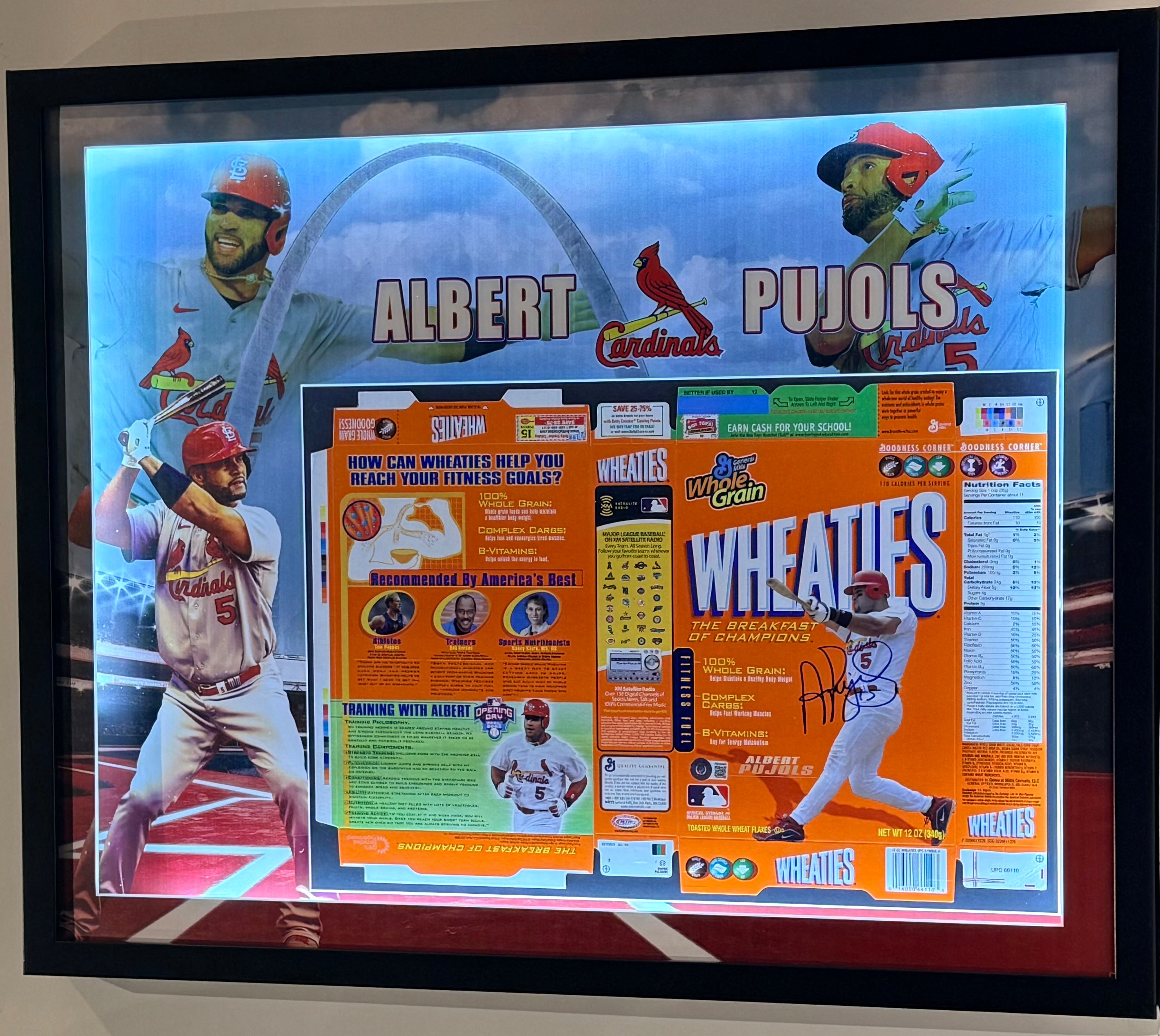 Albert Pujols Autographed Wheaties Box – Deluxe 3D Lighted Frame | St. Louis Cardinals | BAS COA