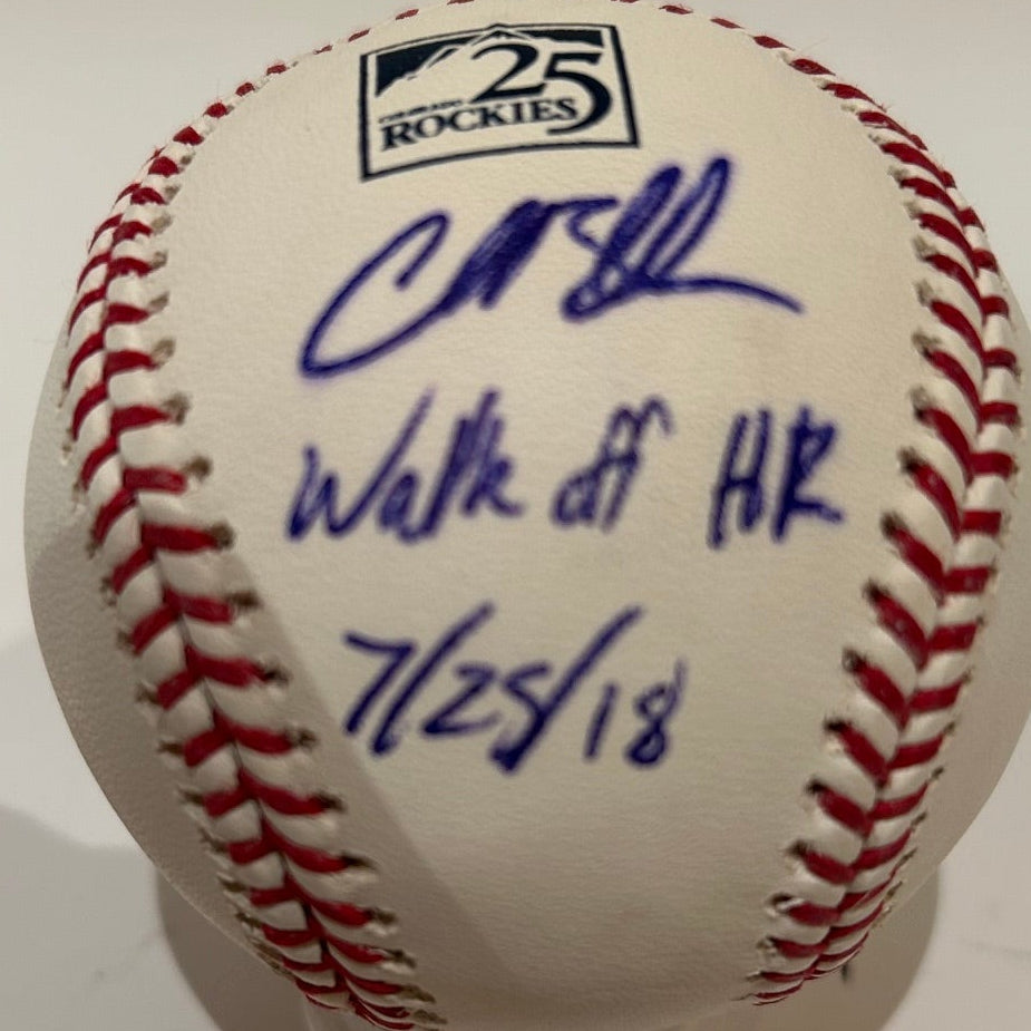 Charlie Blackmon Autographed/Inscribed "Walk Off HR 7/25/18" Rockies 25 Baseball - MLB COA