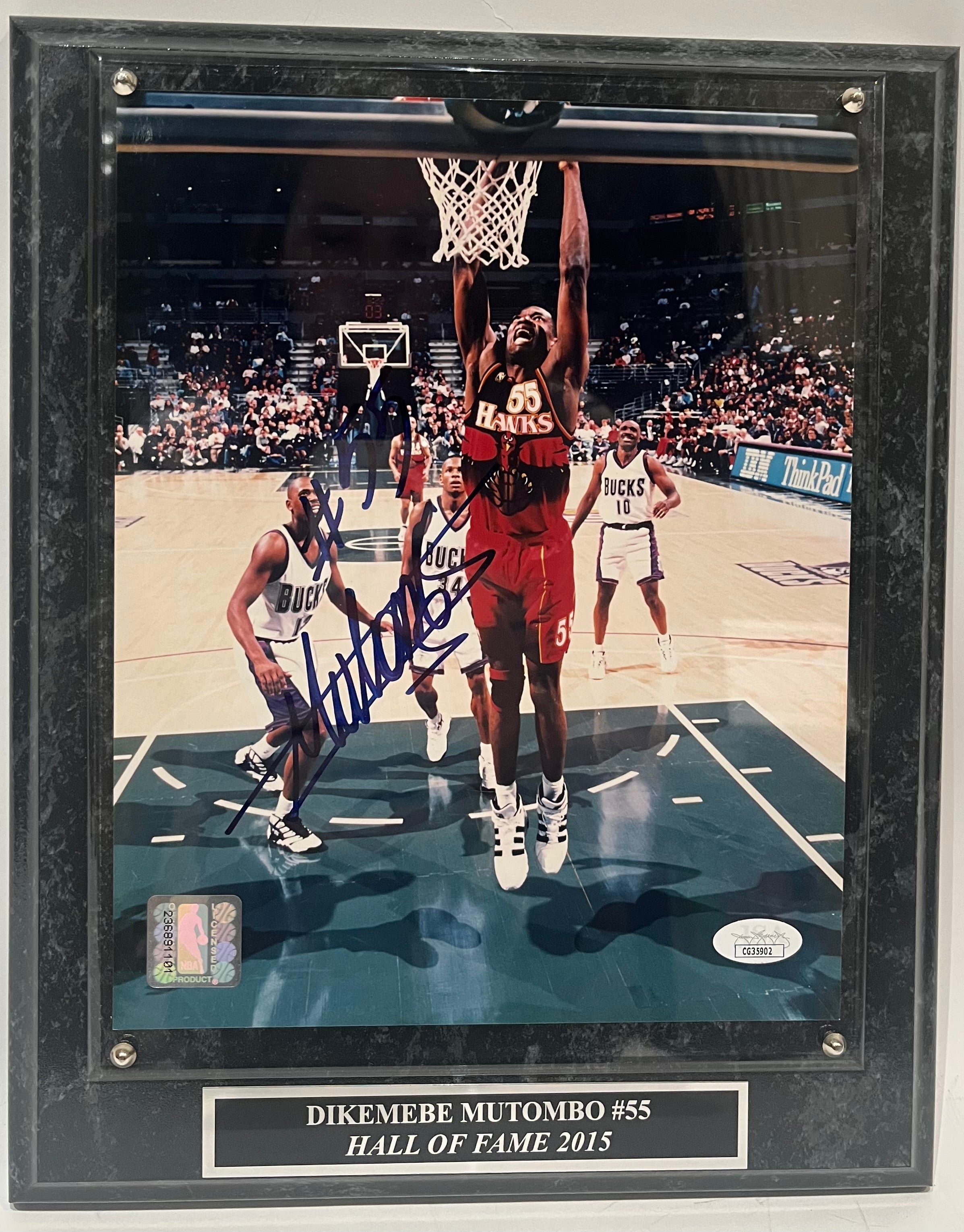 Dikembe Mutombo Autographed 8x10 Photo with Plaque — Atlanta Hawks | JSA COA