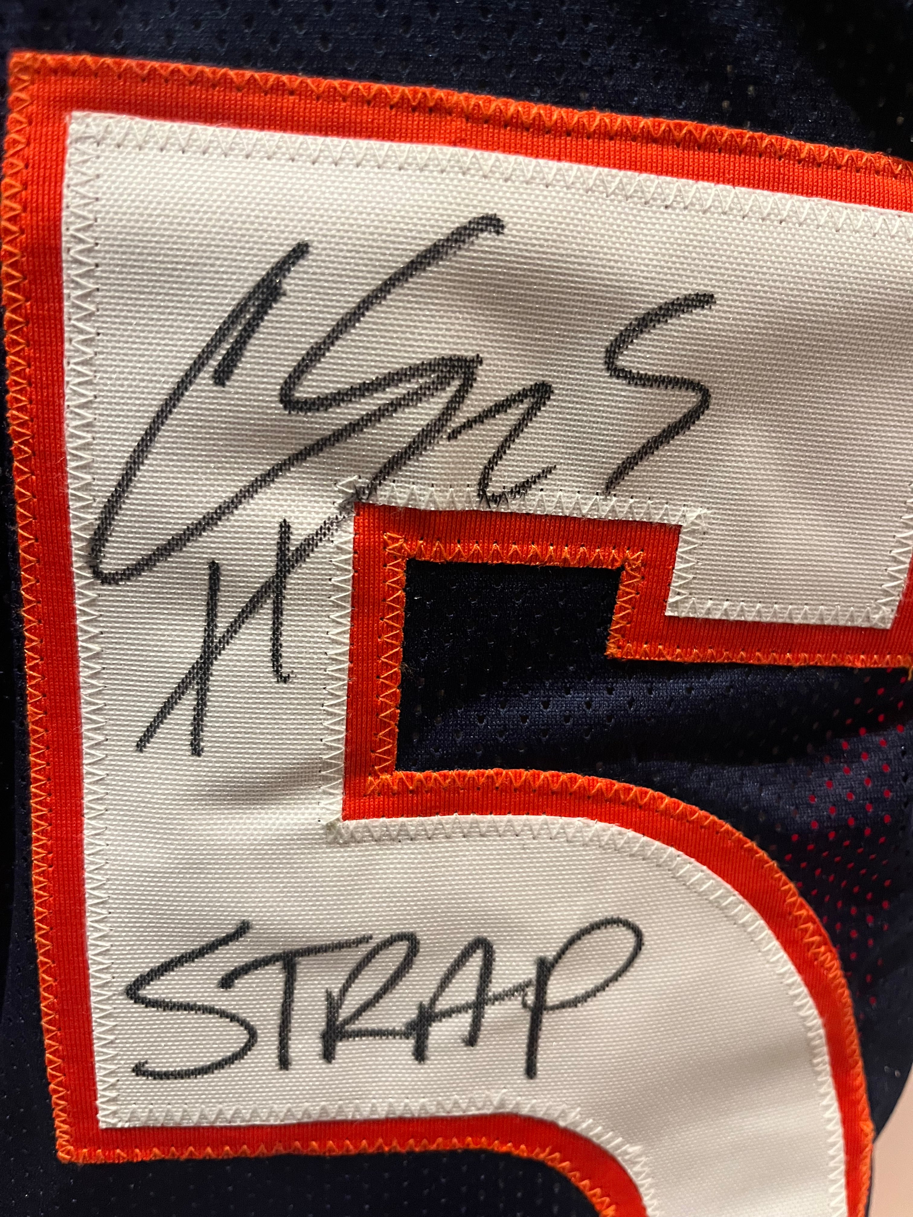Chris Harris Jr. Autographed & Inscribed "SB 50 Champs" & "Strap" Navy Jersey BAS COA